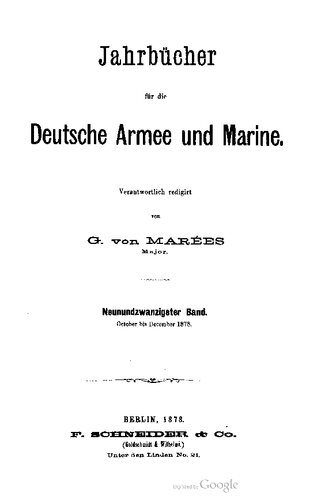 Jahrbücher für die Deutsche Armee und Marine / Oktober bis Dezember 1878