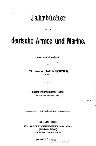 Jahrbücher für die Deutsche Armee und Marine / Oktober bis Dezember 1880