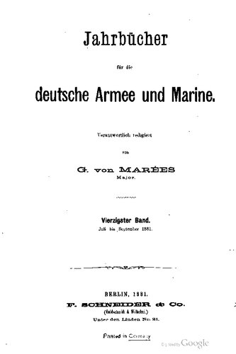 Jahrbücher für die Deutsche Armee und Marine / Juli bis September 1881