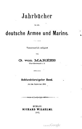 Jahrbücher für die Deutsche Armee und Marine / Juli bis September 1883