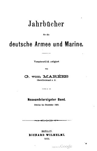 Jahrbücher für die Deutsche Armee und Marine / Oktober bis Dezember 1883
