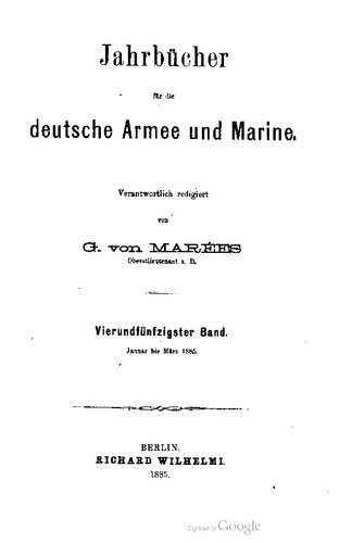 Jahrbücher für die Deutsche Armee und Marine / Januar bis März 1885