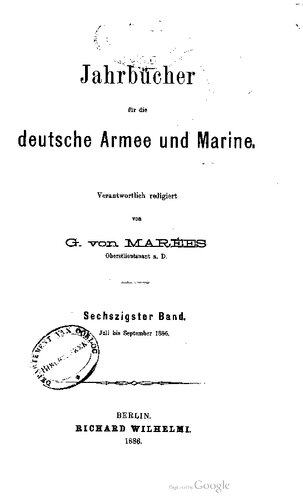 Jahrbücher für die Deutsche Armee und Marine / Juli bis Dezember 1886