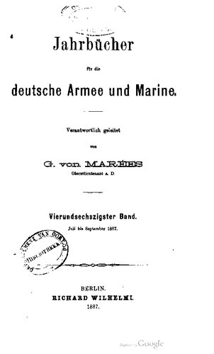 Jahrbücher für die Deutsche Armee und Marine / Juli bis Dezember 1887