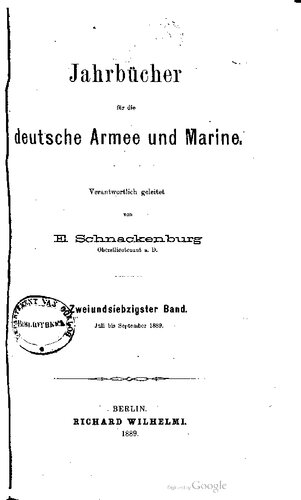 Jahrbücher für die Deutsche Armee und Marine / Juli bis Dezember 1889