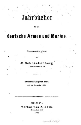 Jahrbücher für die Deutsche Armee und Marine / Juli bis September 1894