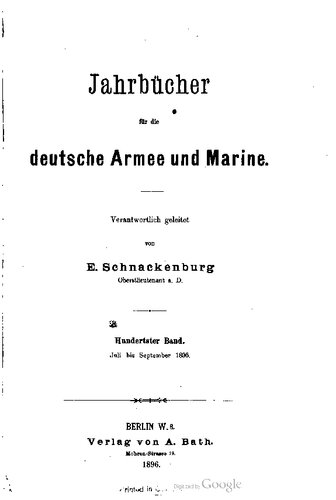 Jahrbücher für die Deutsche Armee und Marine / Juli bis September 1896