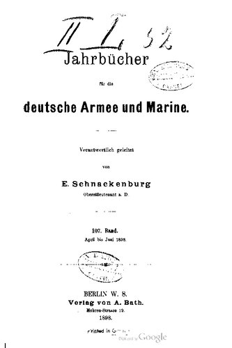 Jahrbücher für die Deutsche Armee und Marine / April bis Juni 1898