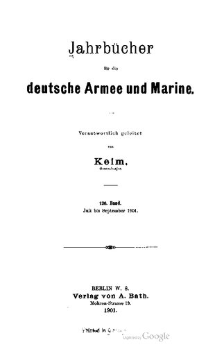 Jahrbücher für die Deutsche Armee und Marine / Juli bis Dezember 1901