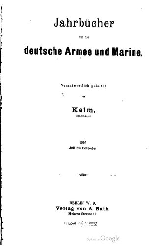 Jahrbücher für die Deutsche Armee und Marine / Juli bis Dezember 1905