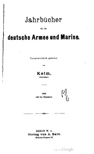 Jahrbücher für die Deutsche Armee und Marine / Juli bis Dezember 1906