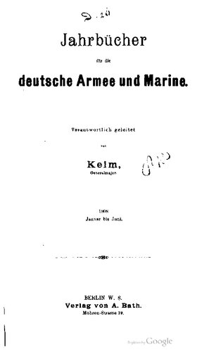 Jahrbücher für die Deutsche Armee und Marine / Januar bis Juni 1908