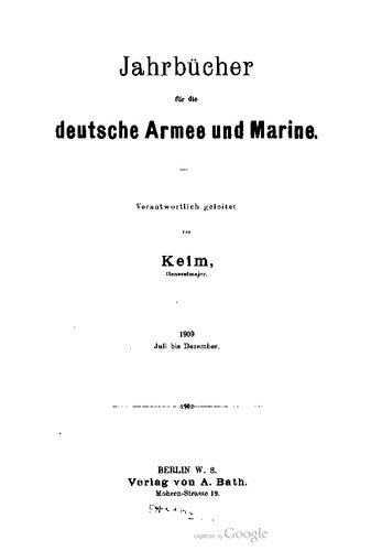 Jahrbücher für die Deutsche Armee und Marine / Juli bis Dezember 1909
