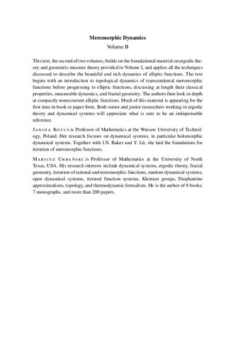 Meromorphic Dynamics: Volume 2 : Elliptic Functions with an Introduction to the Dynamics of Meromorphic Functions