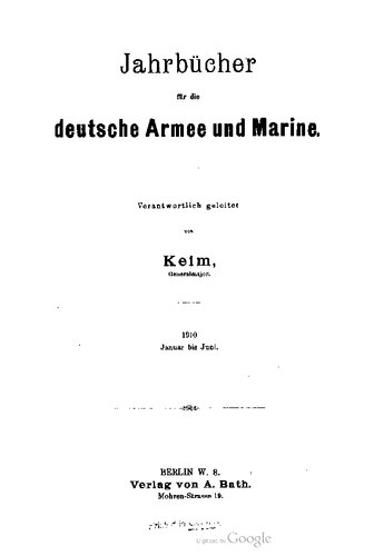 Jahrbücher für die Deutsche Armee und Marine / Januar bis Juni 1910