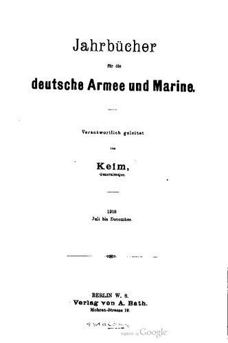 Jahrbücher für die Deutsche Armee und Marine / Juli bis Dezember 1910