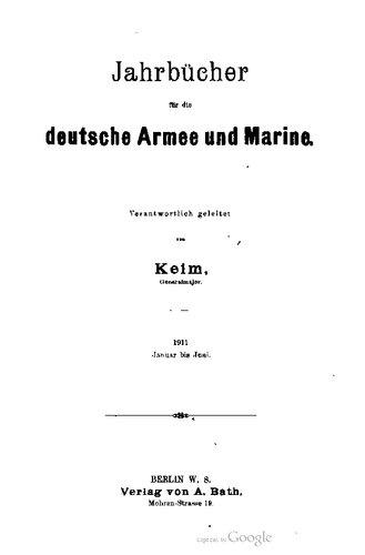 Jahrbücher für die Deutsche Armee und Marine / Januar bis Juni 1911