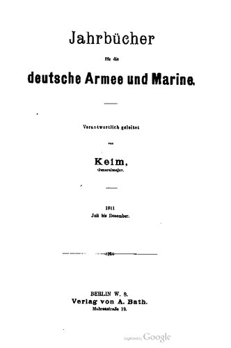 Jahrbücher für die Deutsche Armee und Marine / Juli bis Dezember 1911