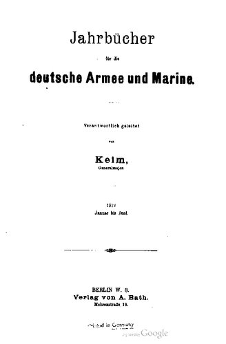 Jahrbücher für die Deutsche Armee und Marine / Januar bis Juni 1912