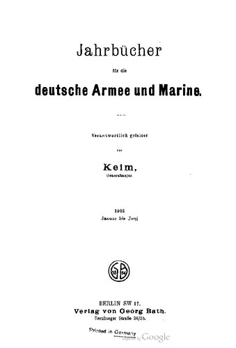 Jahrbücher für die Deutsche Armee und Marine / Januar bis Juni 1916