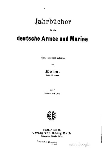 Jahrbücher für die Deutsche Armee und Marine / Januar bis Juni 1917