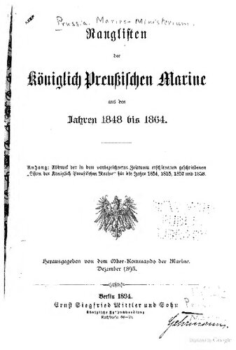 Rangliste der Königlich Preußischen Marine aus den Jahren 1848 bis 1864