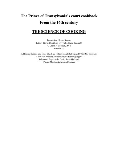 The Science of Cooking – The Prince of Transylvania's Court Cookbook from the 16th Century [3e]