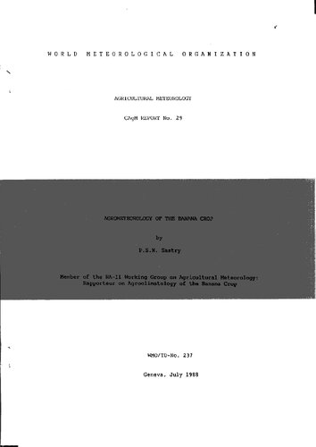 Agrometeorology of the Banana Crop