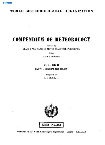 Compendium of Meteorology Class I and Class II Meteorological Personnel General Hydrology