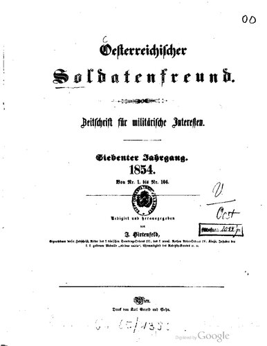 Österreichischer Soldatenfreund. Zeitschrift für militärische Interessen