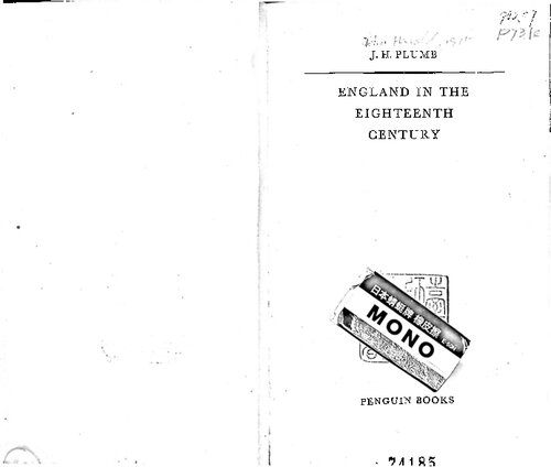 England in the eighteenth century, (The Pelican history of England)