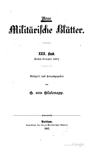 Neue Militärische Blätter / Erstes Semester 1887