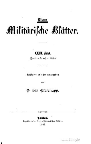 Neue Militärische Blätter / Zweites Semester 1887