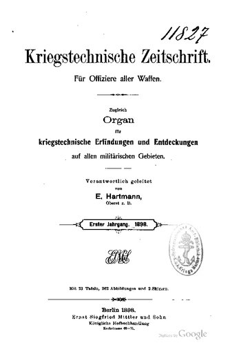 Kriegstechnische Zeitschrift. Für Offiziere aller Waffen