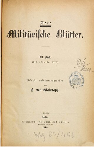 Neue Militärische Blätter / Erstes Semester 1878