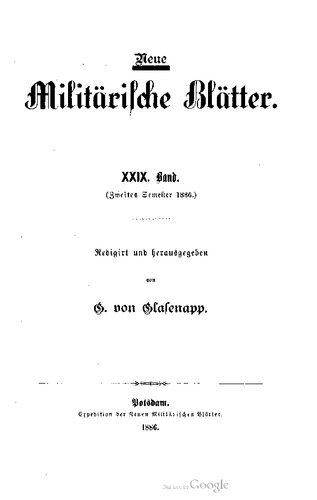 Neue Militärische Blätter / Zweites Semester 1886