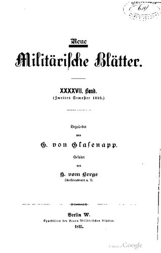 Neue Militärische Blätter / Zweites Semester 1895