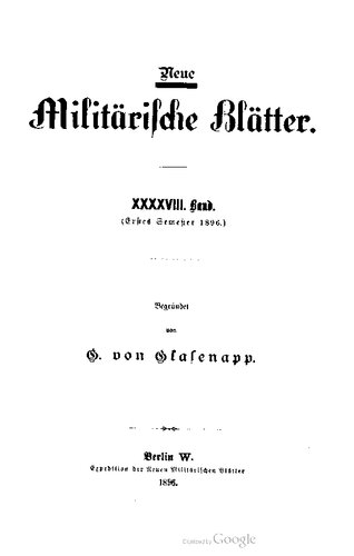 Neue Militärische Blätter / Erstes Semester 1896