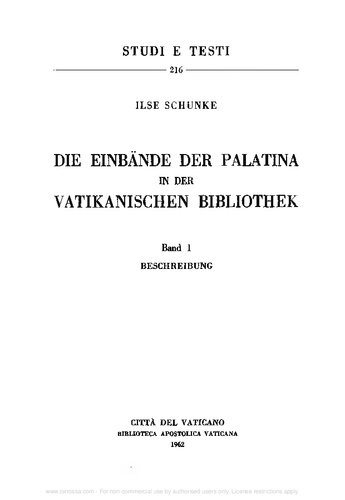 Die einbände der Palatina in der Vatikanischen Bibliothek