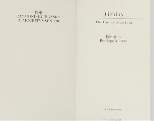 Genius: History of an Idea