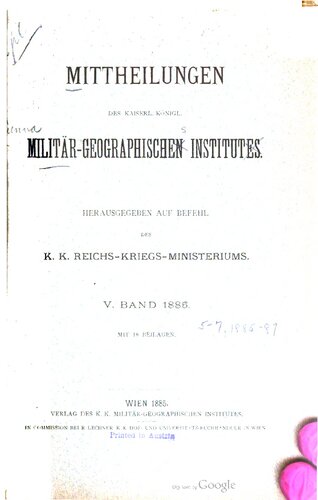 Mitteilungen des Kaiserl. Köigl. Militär-Geographischen Institutes