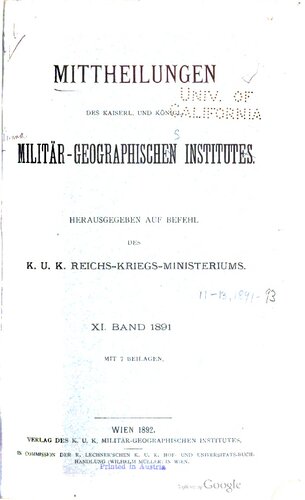Mitteilungen des Kaiserl. Köigl. Militär-Geographischen Institutes