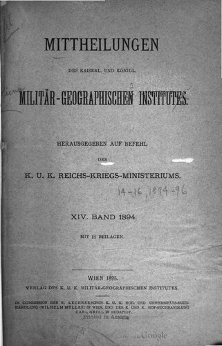 Mitteilungen des Kaiserl. Köigl. Militär-Geographischen Institutes