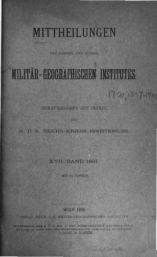 Mitteilungen des Kaiserl. Köigl. Militär-Geographischen Institutes
