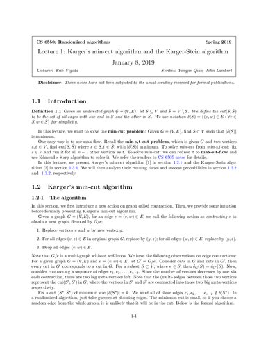 Lecture Notes for CS 6550: Advanced Graduate Algorithms (Randomized and Approximation Algorithms)