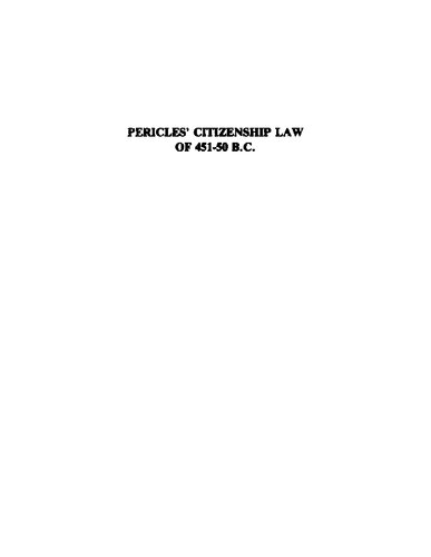 Pericles Citizenship Law of 451-50 BC