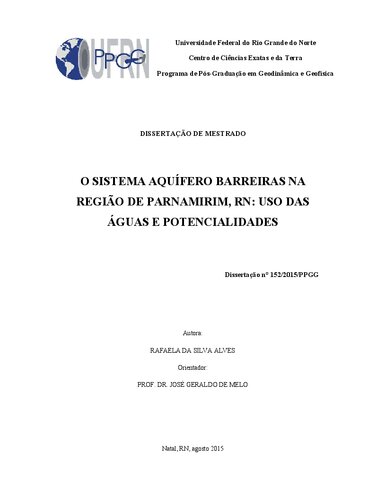 O SISTEMA AQUÍFERO BARREIRAS NA ﻿ REGIÃO DE PARNAMIRIM, RN: USO DAS ﻿ÁGUAS E POTENCIALIDADES