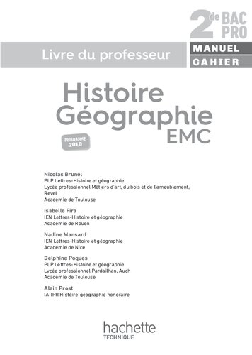 Histoire-Géographie-EMC 2de Bac Pro - Livre du professeur - éd. 2019