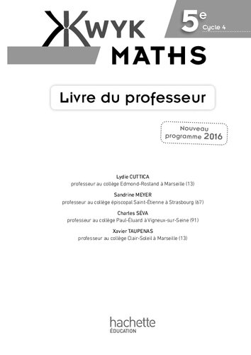 Kwyk Maths 5e - Livre professeur - Edition 2016