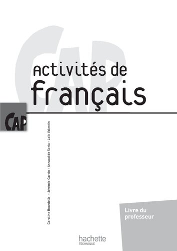 Activités de Français CAP - Livre professeur - Ed. 2014